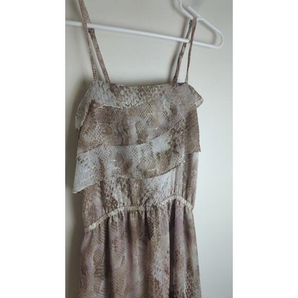 Whimsigoth Fairycore Floor Length Maxi Dress Gold Shimmer Ruffles Women's M - Picture 2 of 8